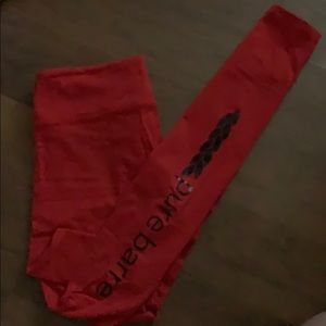 Split 59 red pure barre themed leggings